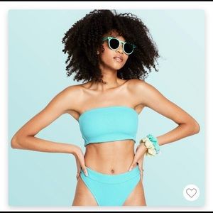 Rare Stoney Clover Lane x Target Puckered Bandeau Bikini Top LARGE